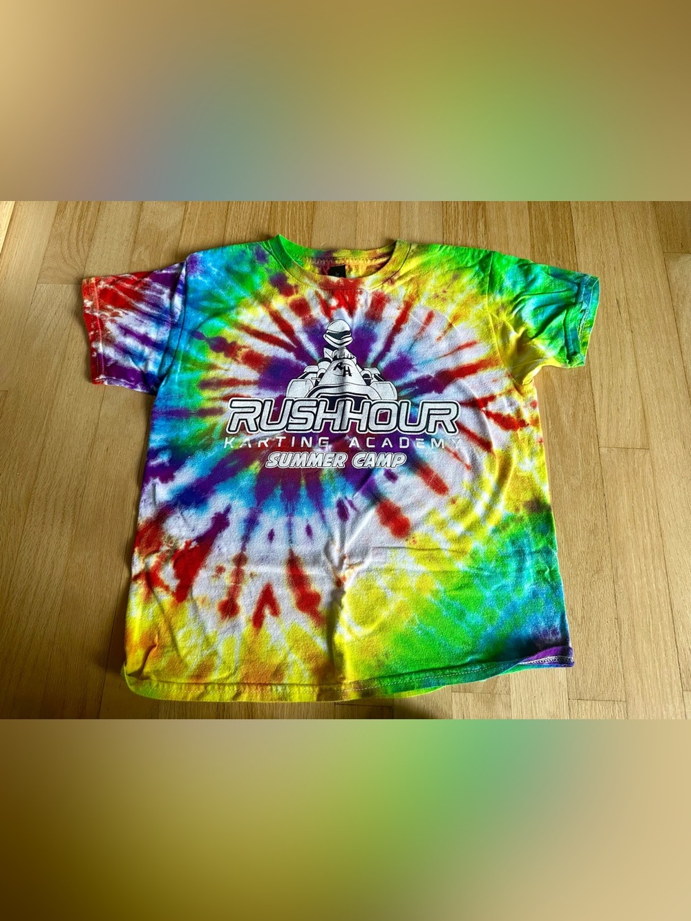Gildan Tie-Dye RushHour Summer Camp Tee - Rainbow Colors Sz m